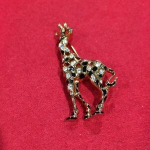 Swarovski Gold and Black Giraffe Brooch